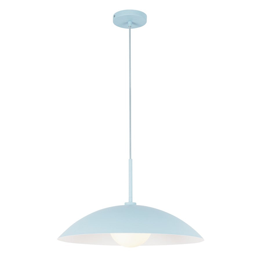 Kuzco Regent 19" Socket Pendant, Cerulean/Steel Shade