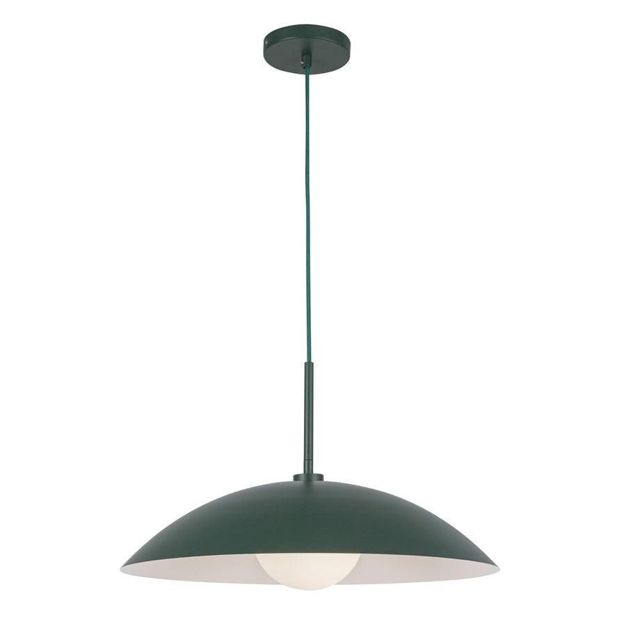 Kuzco Regent 19" Socket Pendant, Pine Green/Steel Shade