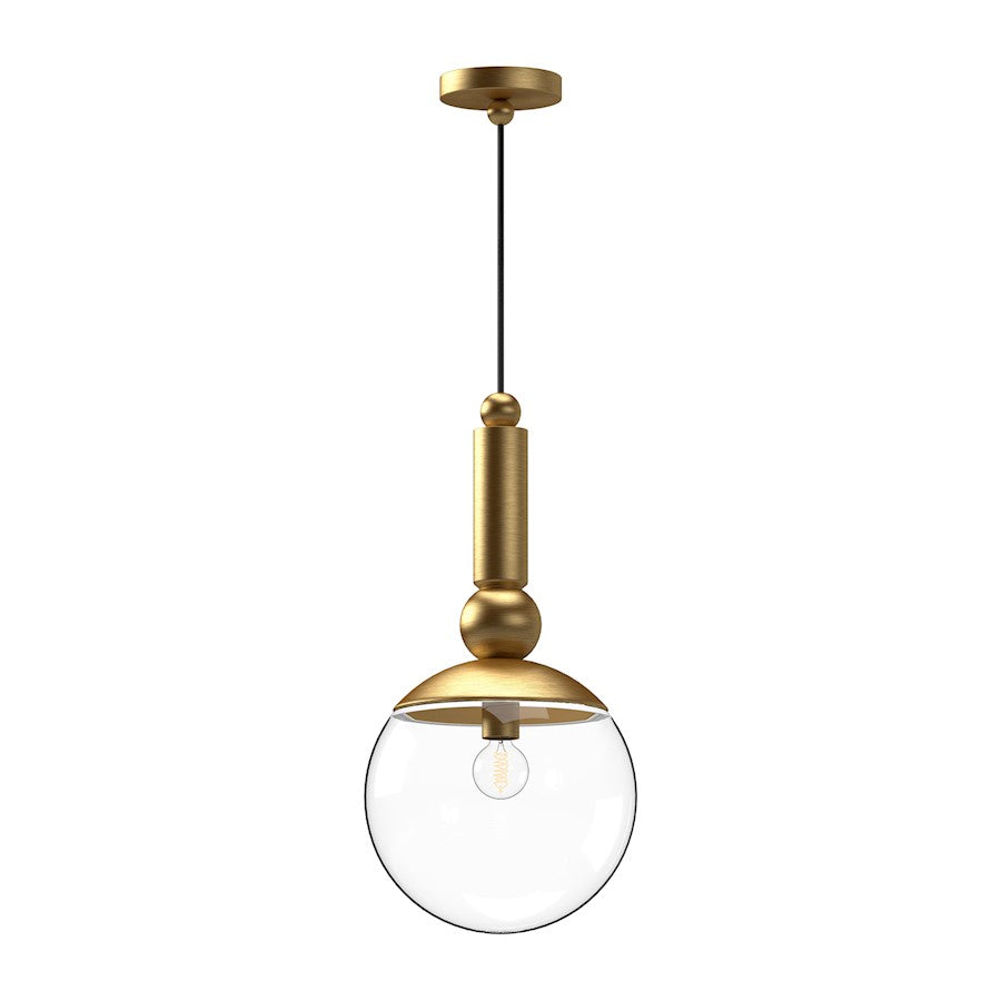 Alora Mood Delilah 1 Light 10" Pendant, Brushed Gold/Clear/Clear - PD560510BGCL