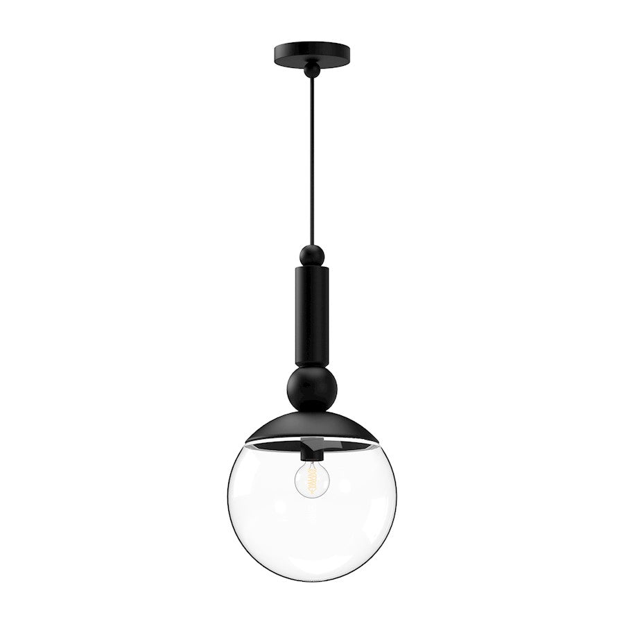 Alora Mood Delilah 1 Light 10" Pendant, Clear/Matte Black/Clear - PD560510MBCL