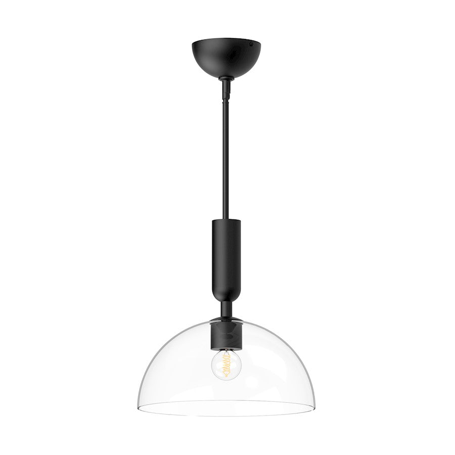 Alora Mood Jude 1 Light 12" Pendant, Clear/Matte Black/Clear - PD563012MBCL