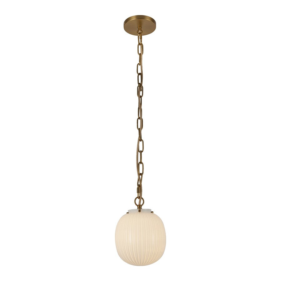 Kuzco Cherise 7" Socket Pendant, Gold/Glossy Ribbed Opal Glass - PD579107BGGR