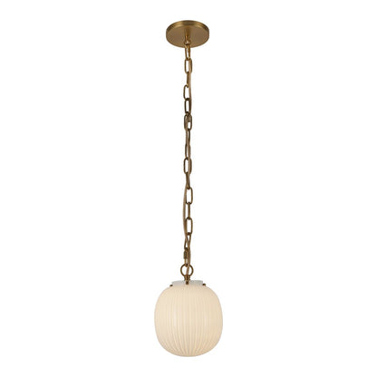 Kuzco Cherise 7" Socket Pendant, Gold/Glossy Ribbed Opal Glass - PD579107BGGR