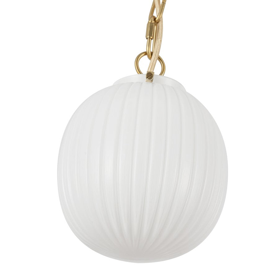 Kuzco Cherise 7" Socket Pendant, Gold/Glossy Ribbed Opal Glass