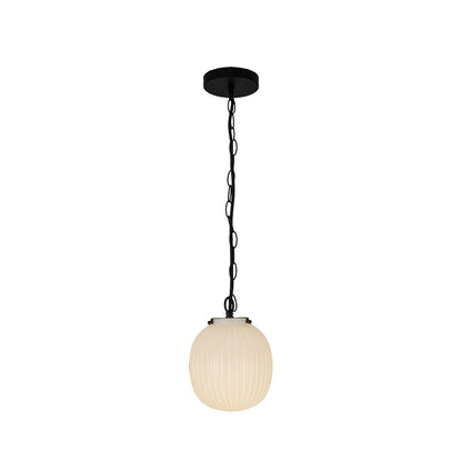 Kuzco Cherise 7" Socket Pendant, Black/Glossy Ribbed Opal Glass - PD579107MBGR