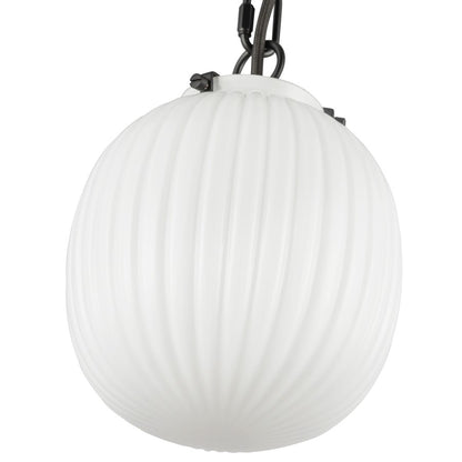 Kuzco Cherise 7" Socket Pendant, Black/Glossy Ribbed Opal Glass