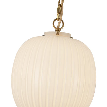 Kuzco Cherise 12" Socket Pendant, Gold/Glossy Ribbed Opal Glass