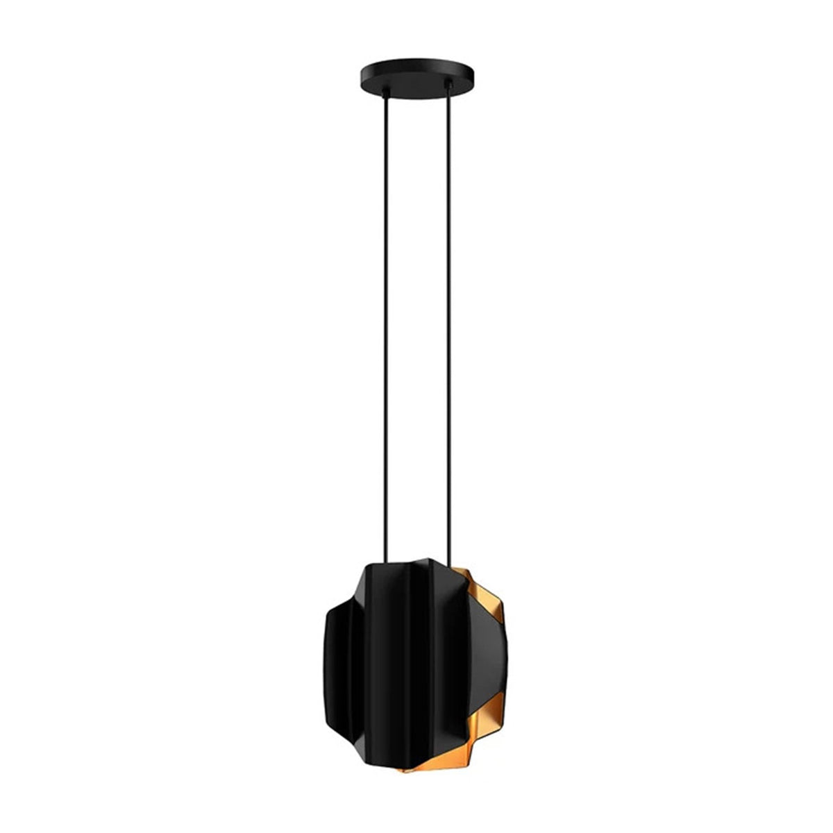Kuzco Akira 2-Light Pendant | Modern Black Steel with Brushed Gold Interior | Kitchen Island & Dining Room Statement | Model PD58014-BK-GD