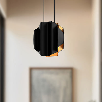 Kuzco Akira 2-Light Pendant | Modern Black Steel with Brushed Gold Interior | Kitchen Island & Dining Room Statement | Model PD58014-BK-GD
