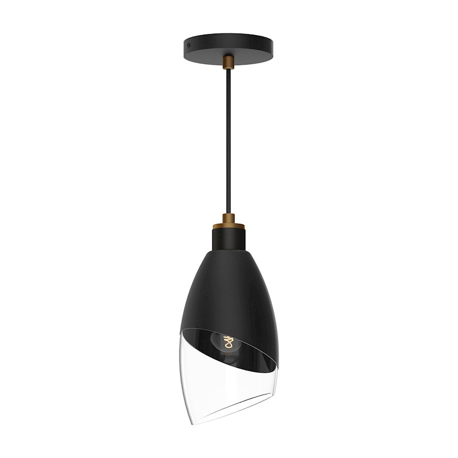 Alora Mood Capri 1 Light 5" Pendant, Clear/Matte Black/Clear - PD587105MBCL