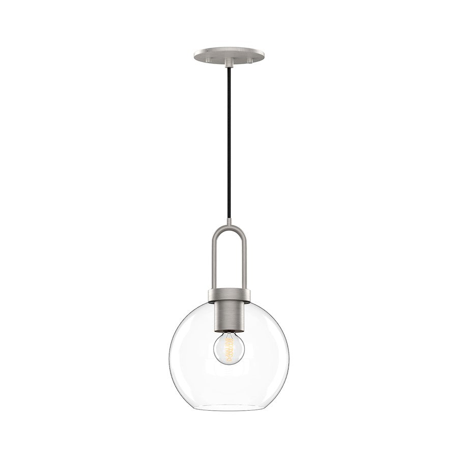 Alora Mood Soji 1Lt 8" Pendant, Nickel/Clear - PD601608BNCL