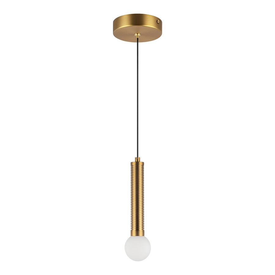 Kuzco Arden 9" LED Pendant, Brushed Gold/Opal Glass