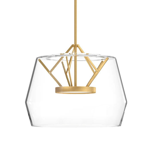 Kuzco Deco 18in 1-Light LED Pendant | Clear Brushed Gold Steel and White Acrylic Diffuser | Kitchen Island & Dining Room | Model PD61418-CL-BG