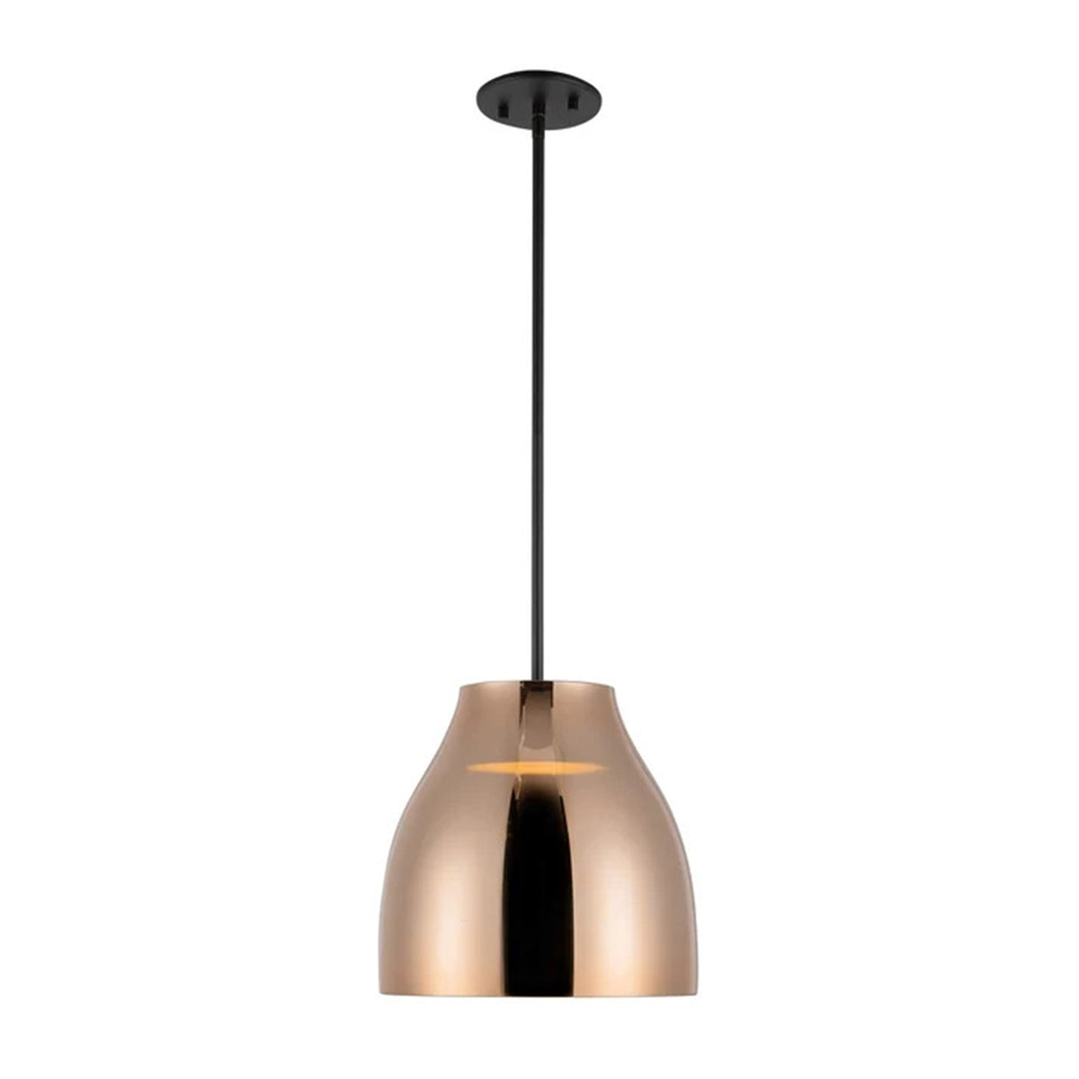 Kuzco Trinity 12in 1-Light LED Pendant | Modern Black and Copper with Frosted Acrylic Diffuser | Kitchen Island & Dining Room | Model PD62012-BK-CP
