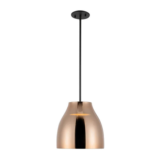 Kuzco Trinity 12in 1-Light LED Pendant | Modern Black and Copper with Frosted Acrylic Diffuser | Kitchen Island & Dining Room | Model PD62012-BK-CP