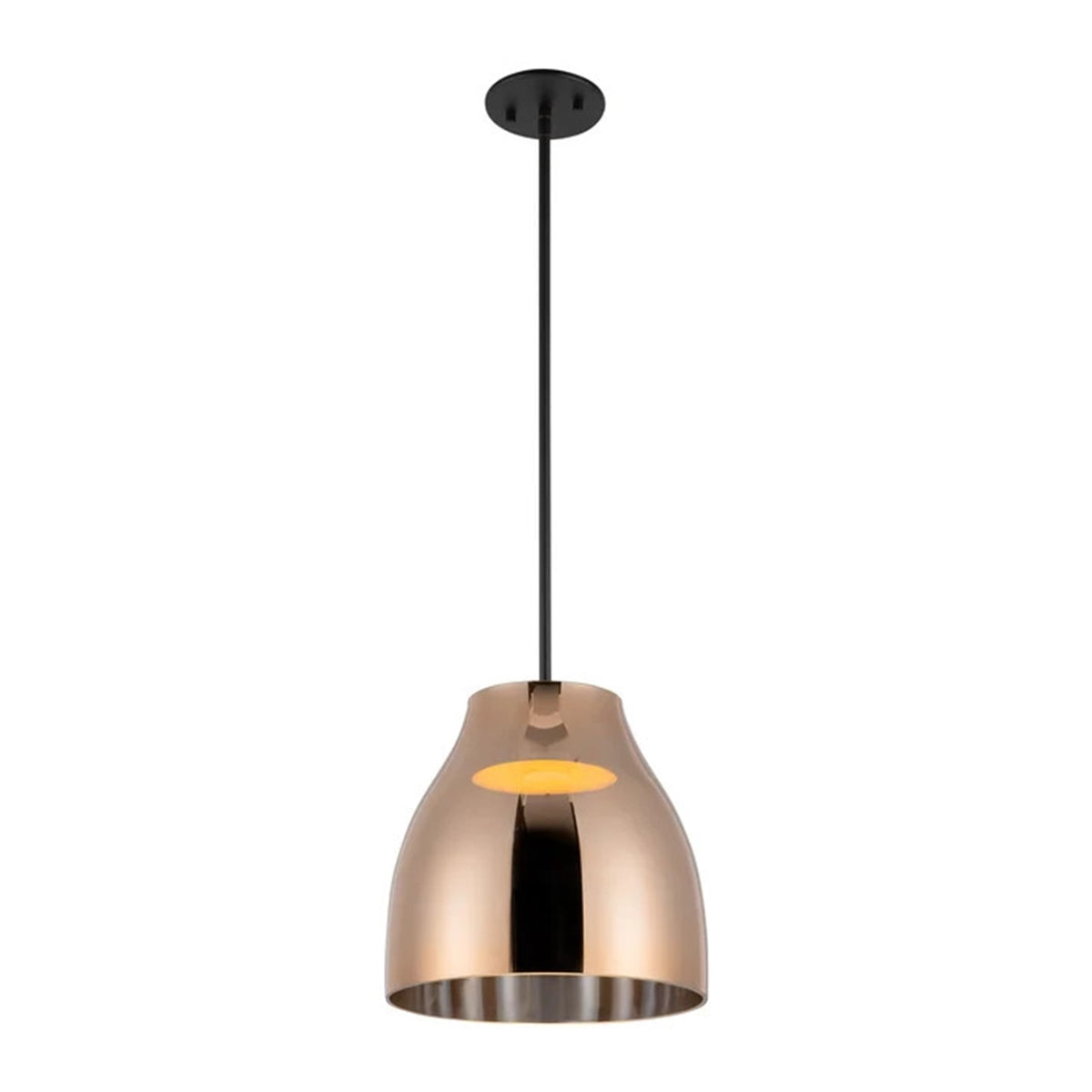 Kuzco Trinity 12in 1-Light LED Pendant | Modern Black and Copper with Frosted Acrylic Diffuser | Kitchen Island & Dining Room | Model PD62012-BK-CP