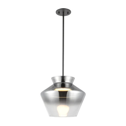 Kuzco Trinity 13in LED Pendant | Black and Smoked Frosted Acrylic Diffuser | Kitchen Island & Dining Room | 10.88 x 13.12 in | Model PD62013-BK-SM