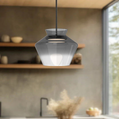 Kuzco Trinity 13in LED Pendant | Black and Smoked Frosted Acrylic Diffuser | Kitchen Island & Dining Room | 10.88 x 13.12 in | Model PD62013-BK-SM