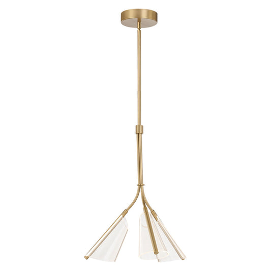 Kuzco Mulberry 22in 1-Light LED Pendant | Modern Brushed Gold Aluminum and Clear Etched Acrylic | Kitchen Island & Dining Room | Model PD62622-BG-LG