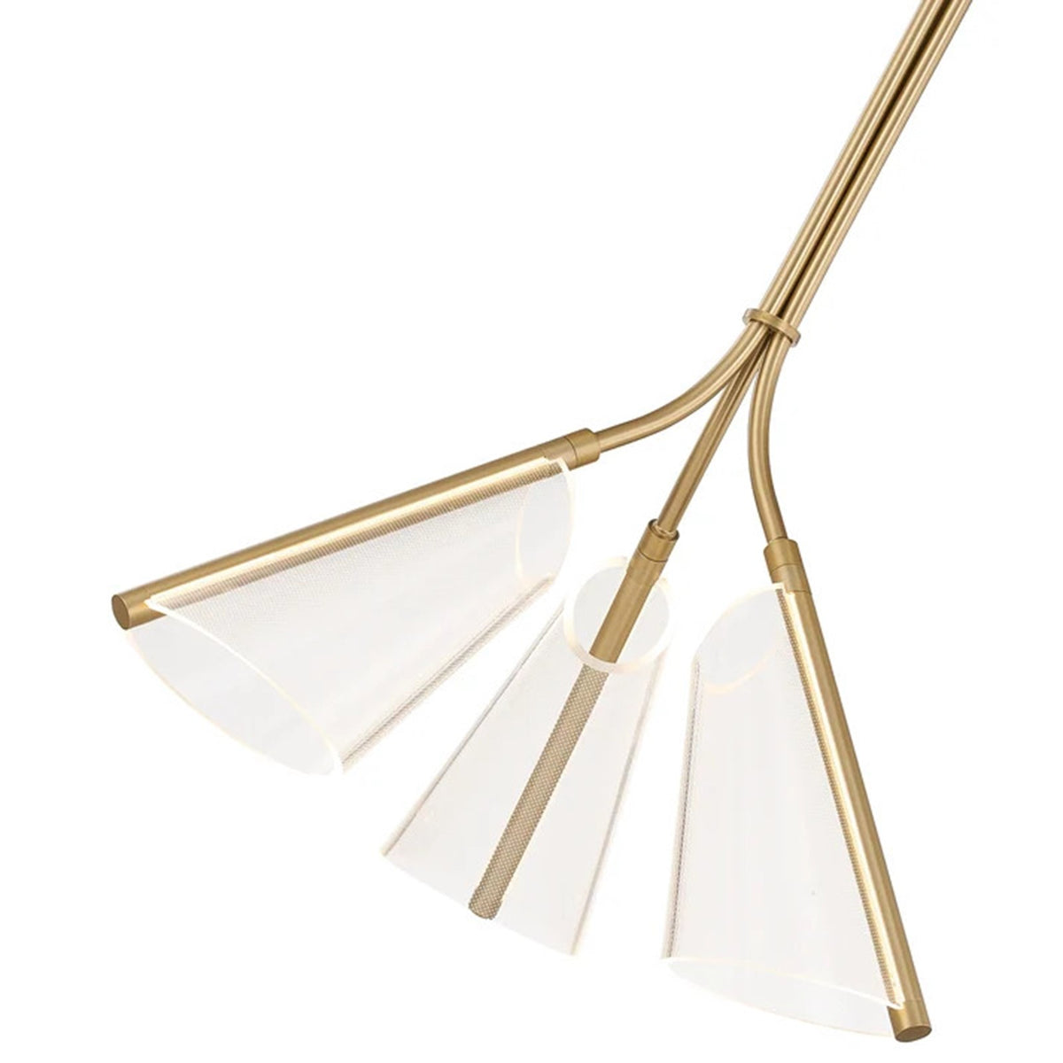 Kuzco Mulberry 22in 1-Light LED Pendant | Modern Brushed Gold Aluminum and Clear Etched Acrylic | Kitchen Island & Dining Room | Model PD62622-BG-LG