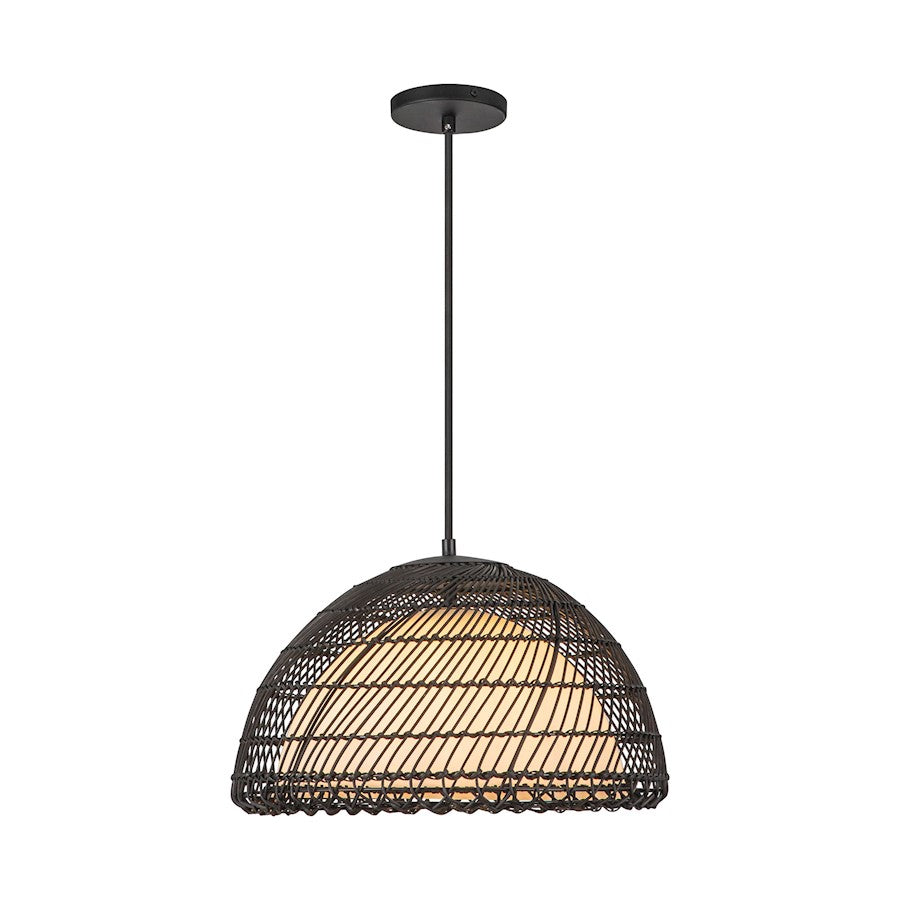 Alora Mood Bondi 1 Light 16" Pendant, Matte Black/Opal/Opal - PD631416MBOP