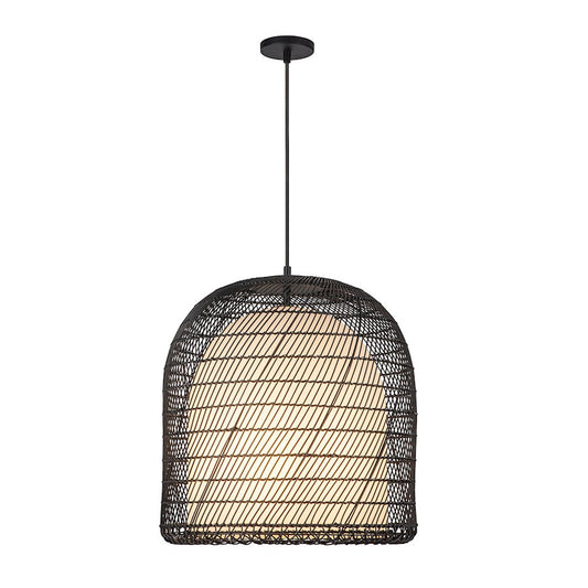 Alora Mood Bondi 1 Light 20" Pendant, Matte Black/Opal/Opal - PD631920MBOP