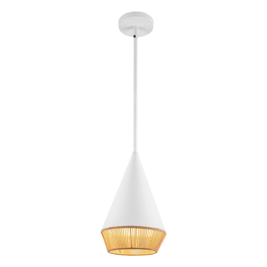 Alora Mood Daphne 1 Light 7" Pendant, White/Brown Cotton Rope - PD633107WHBR