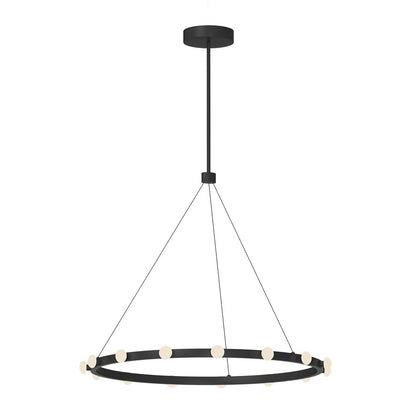 Kuzco Rezz 28" LED Pendant, Black/Opal Glass