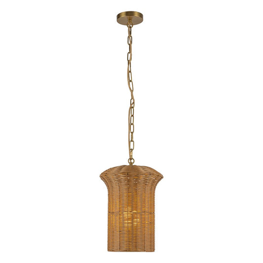 Kuzco Kai 11" Socket Pendant, Brushed Gold/Rattan Shade - PD641011BG