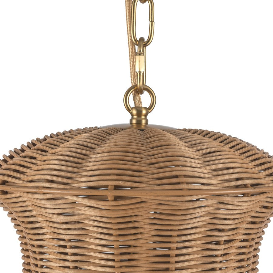 Kuzco Kai 11" Socket Pendant, Brushed Gold/Rattan Shade