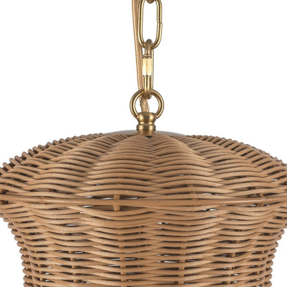 Kuzco Kai 11" Socket Pendant, Brushed Gold/Rattan Shade