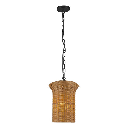 Kuzco Kai 11" Socket Pendant, Matte Black/Rattan Shade - PD641011MB