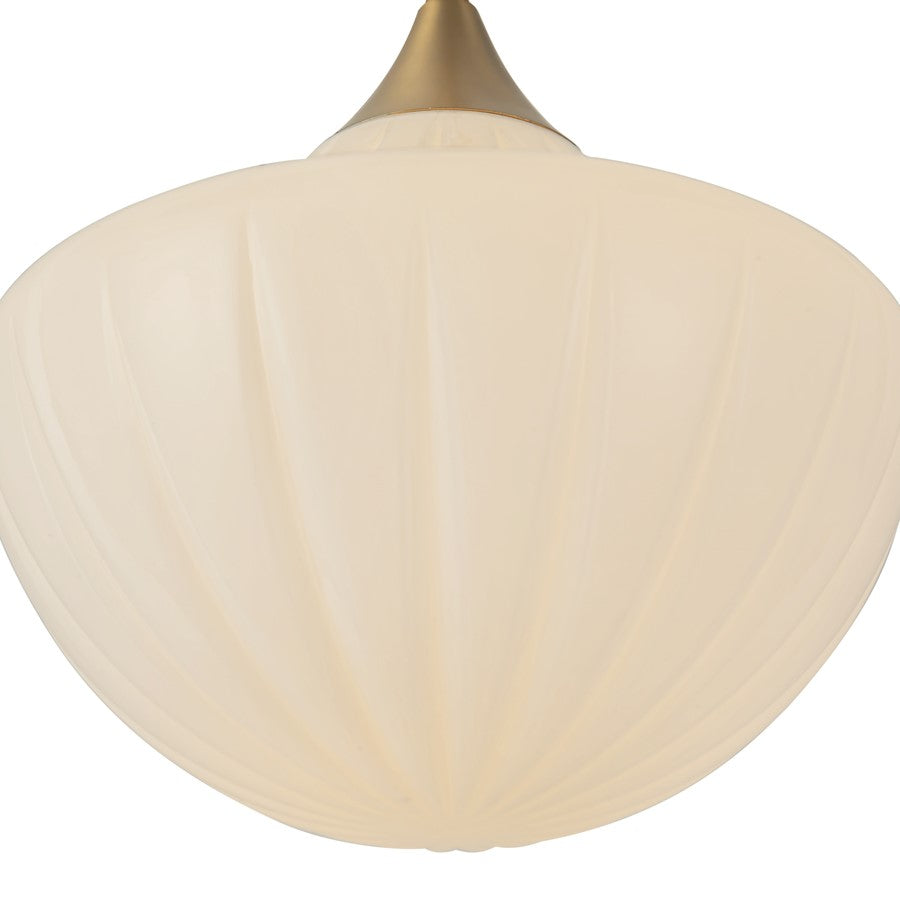 Kuzco Farrah 12" Gold Pend, Brushed Gold/Glossy Ribbed Opal Glass
