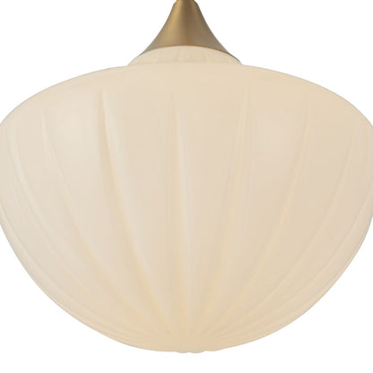 Kuzco Farrah 12" Gold Pend, Brushed Gold/Glossy Ribbed Opal Glass