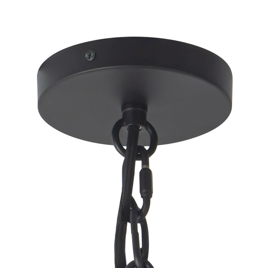 Kuzco Farrah 12" Black Pend, Matte Black/Glossy Ribbed Opal Glass
