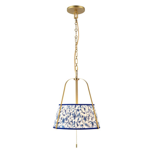 Kuzco Scout 13" Gold Pendant, Brushed Gold/Blue Linen - PD675213BGBL