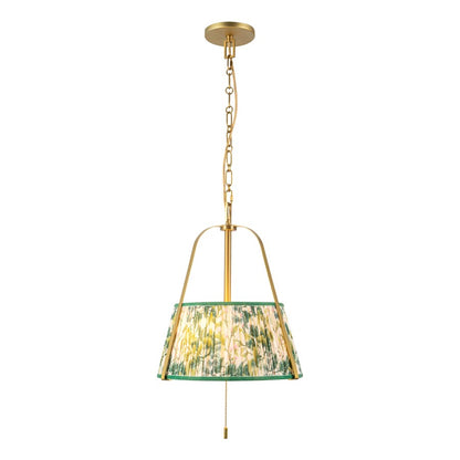 Kuzco Scout 13" Gold Pendant, Brushed Gold/Green Linen - PD675213BGGL