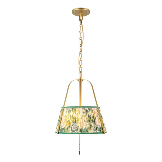 Kuzco Scout 13" Gold Pendant, Brushed Gold/Green Linen - PD675213BGGL
