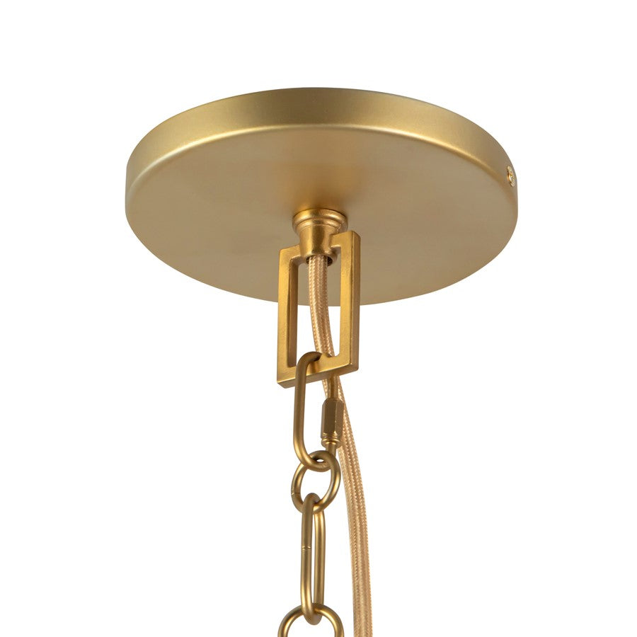 Kuzco Scout 13" Gold Pendant, Brushed Gold/Green Linen