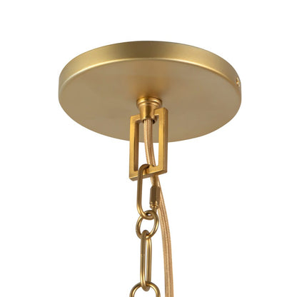 Kuzco Scout 13" Gold Pendant, Brushed Gold/Green Linen