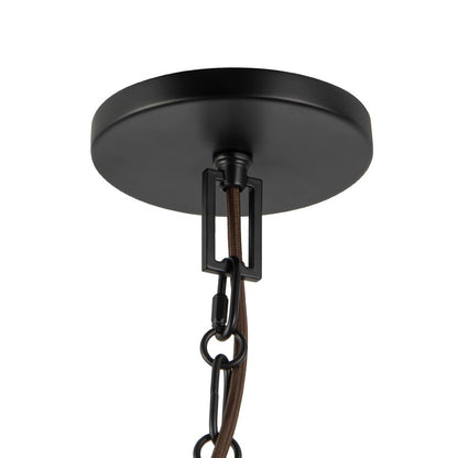 Kuzco Scout 13" Black Pendant, Matte Black/Green Linen