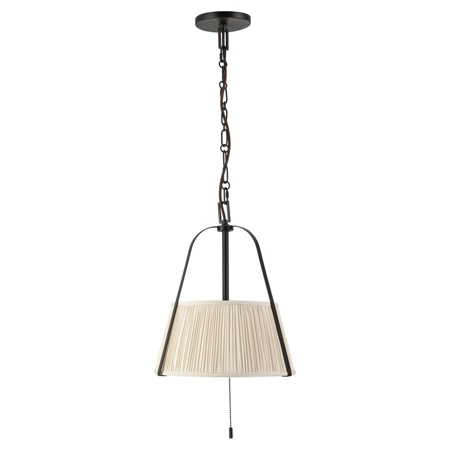 Kuzco Scout 13" Black Pendant, Matte Black/White Linen