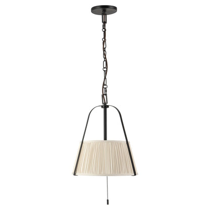 Kuzco Scout 13" Black Pendant, Matte Black/White Linen