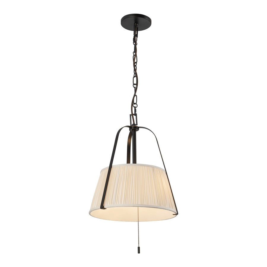 Kuzco Scout 13" Black Pendant, Matte Black/White Linen