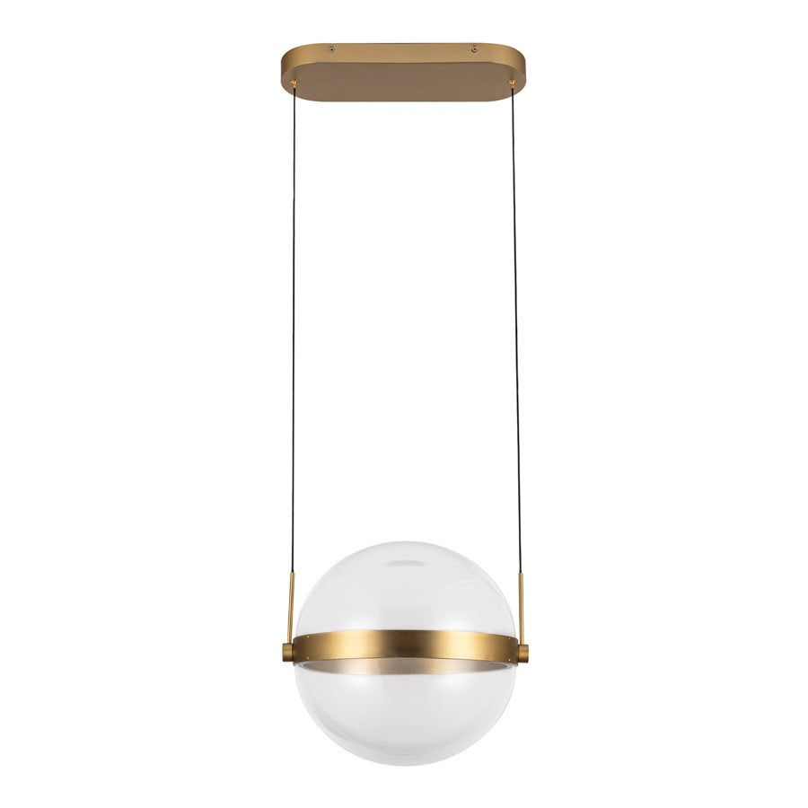 Kuzco Pisces 12in LED Pendant | Brushed Gold Steel and Clear Acrylic Light Guide | Dining Room & Kitchen Island | Model PD75912-BG-LG-3CCT-UNV