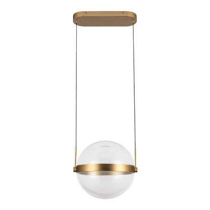 Kuzco Pisces 12in LED Pendant | Brushed Gold Steel and Clear Acrylic Light Guide | Dining Room & Kitchen Island | Model PD75912-BG-LG-3CCT-UNV