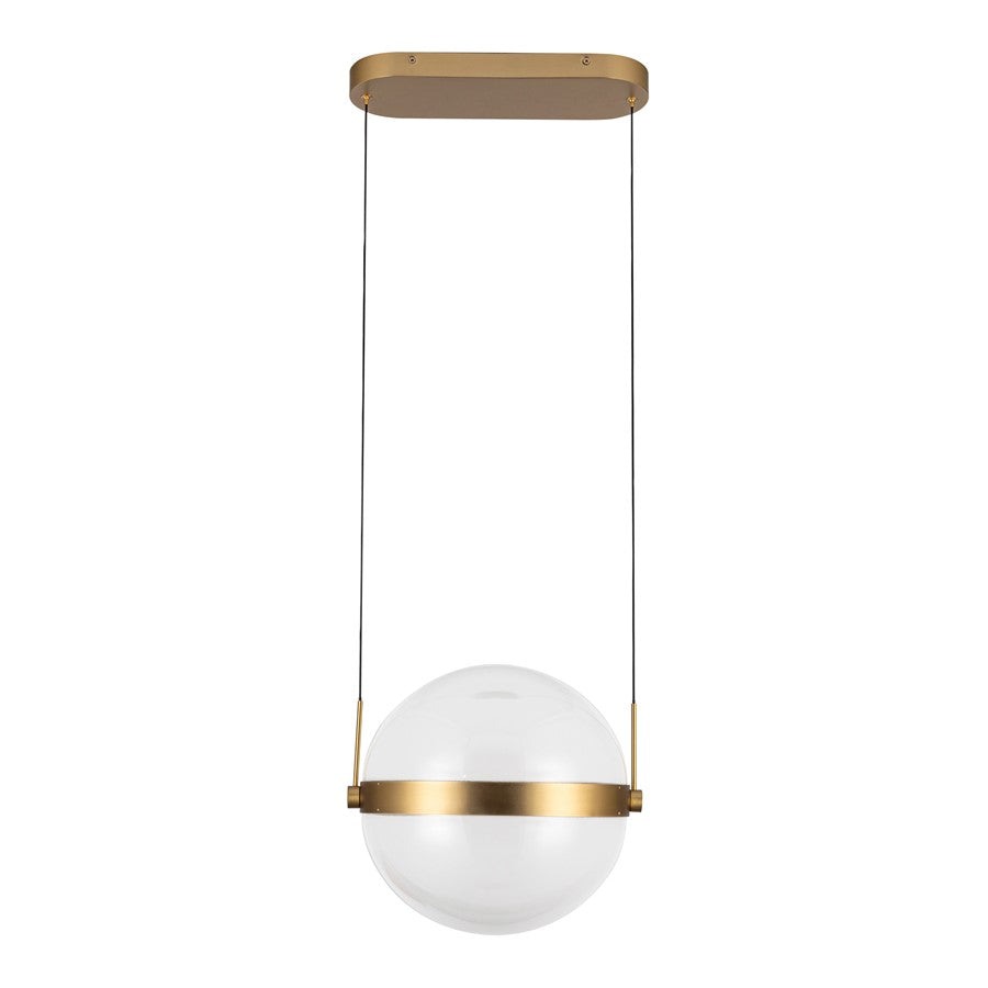 Kuzco Pisces 12in LED Pendant | Brushed Gold Steel and Clear Acrylic Light Guide | Dining Room & Kitchen Island | Model PD75912-BG-LG-3CCT-UNV
