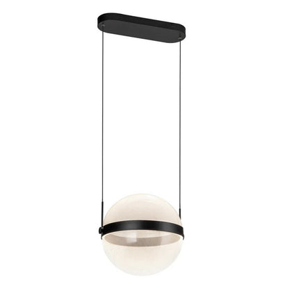 Kuzco Pisces 12in 1-Light LED Pendant | Modern Black Steel and Clear Acrylic Light Guide | Kitchen Island & Dining Room | Model PD75912-BK-LG-3CCT