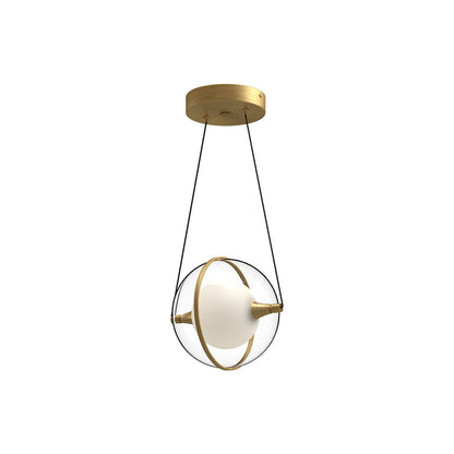 Kuzco Aries 8" LED Pendant, Brushed Gold/Clear Acrylic Shade - PD76708-BG-UNV