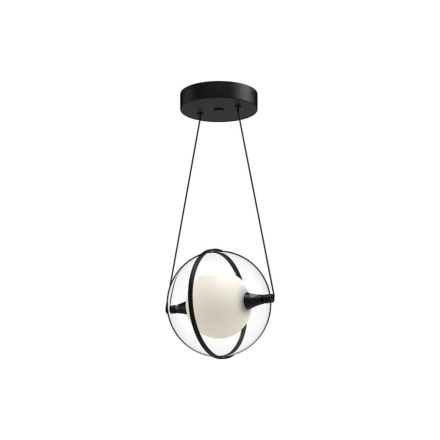 Kuzco Aries 8" LED Pendant, Black/Frosted Internal/Clear External - PD76708-BK